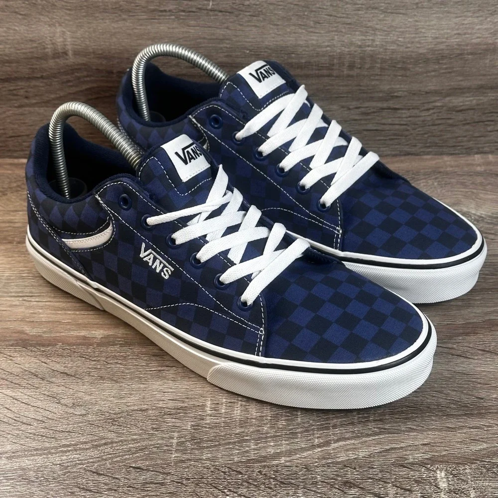 Vans Seldan Sneakers Mens 11.5 Tonal Check Dress Blues Checkerboard Street NEW